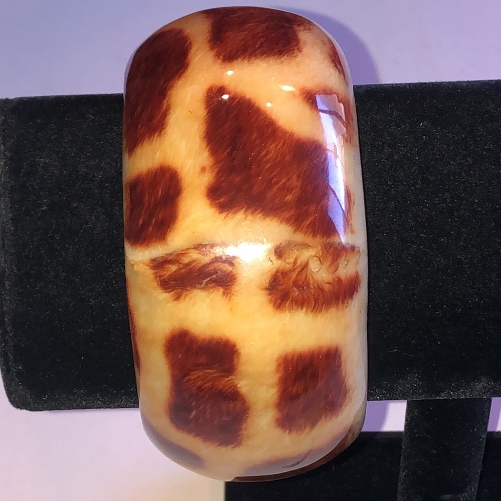 Tortoiseshell Pattern Resin Boho Bangle Bracelet